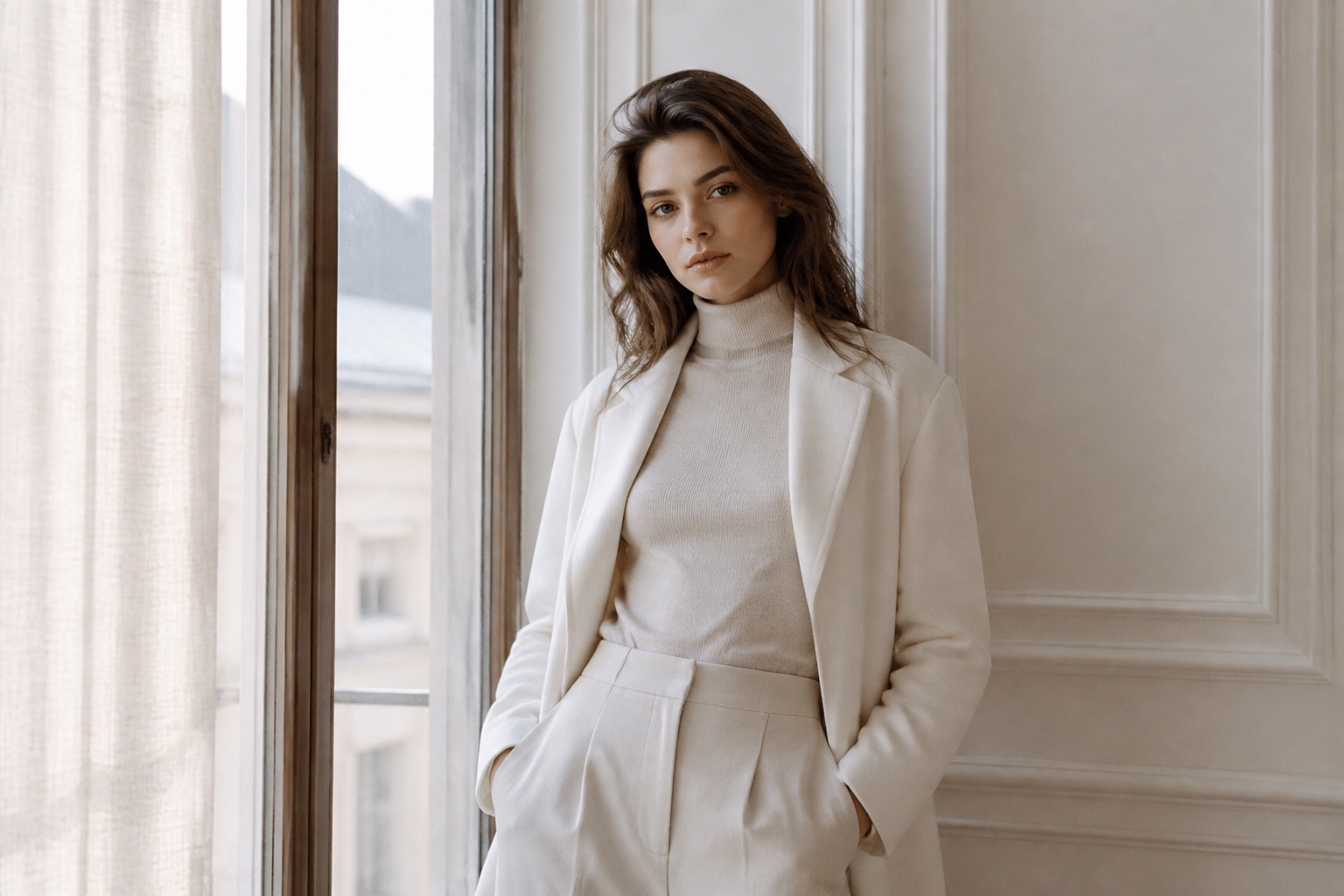 Neutral fashion-style still from a generative pipeline