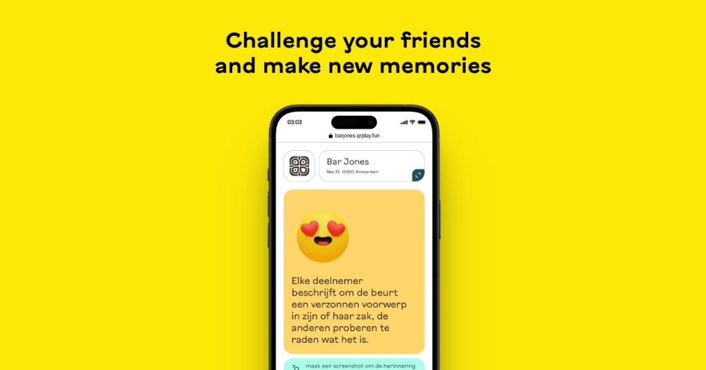 QRPlay marketing mockup Challenge your friends and make new memories