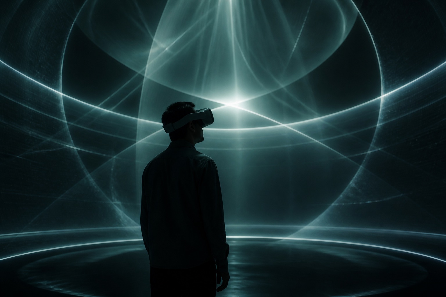 Person viewing VR art on a headset