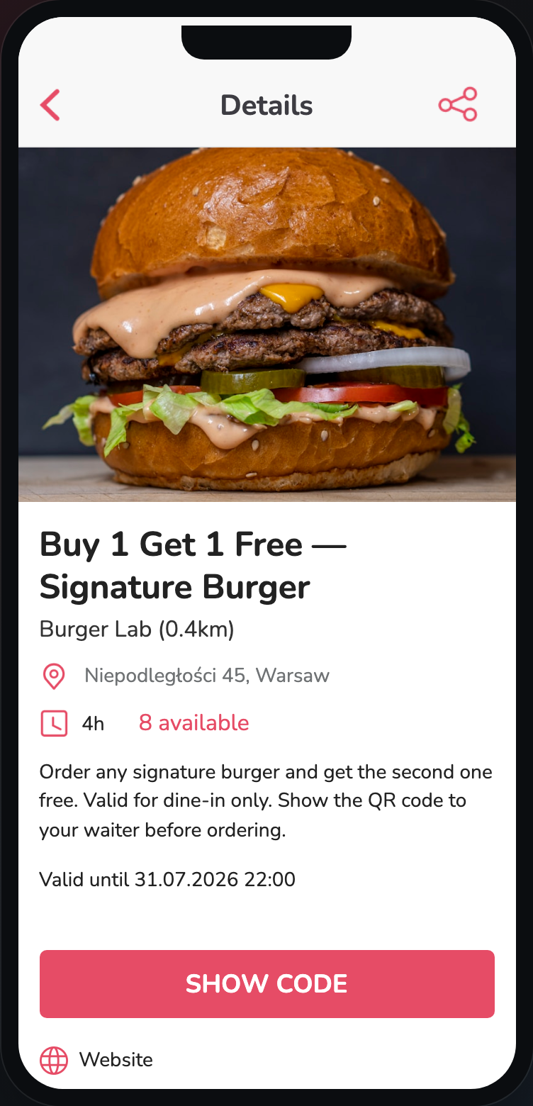 Wondr offer details screen
