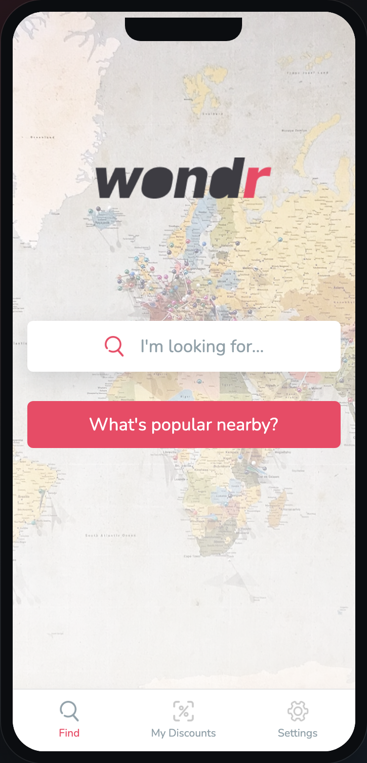 Wondr Find screen