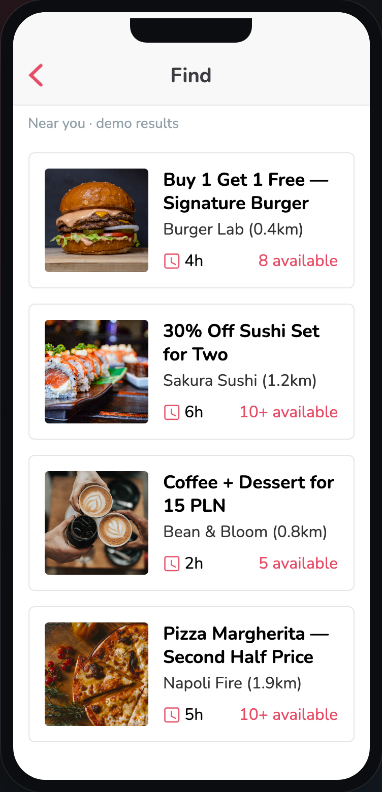 Wondr search results screen
